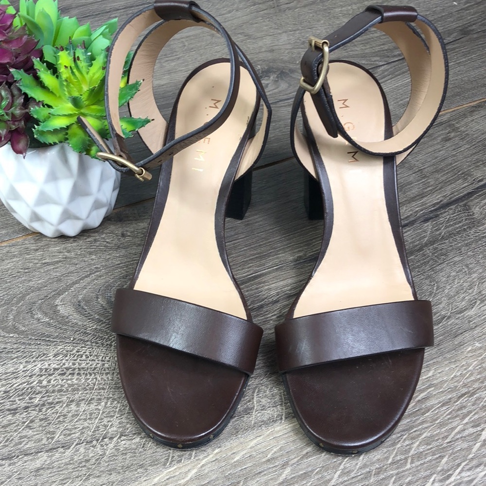 M. Gemi Ankle Strap Block Heels Womens Sandals